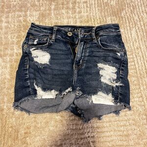 American Eagle Outfitters Women's Distressed Denim Shorts - Blue